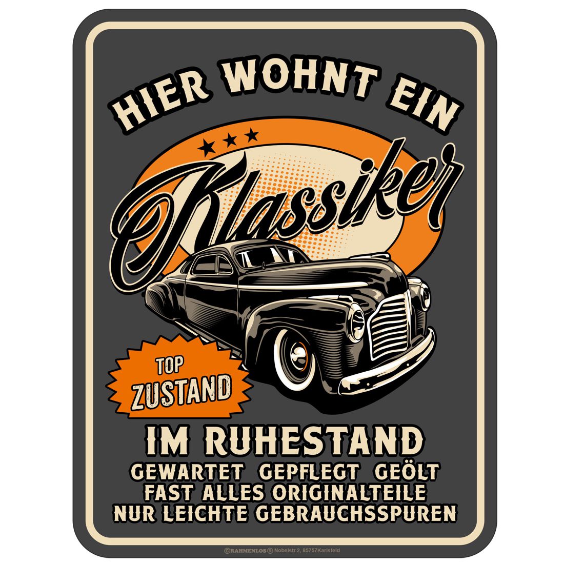 Blechschild - Klassiker im Ruhestand