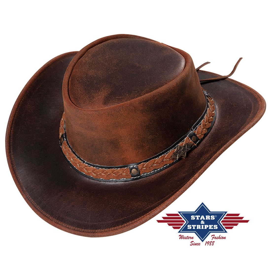 Gewachster Westernhut mit Kinnriemen von Stars & Stripes - Butch