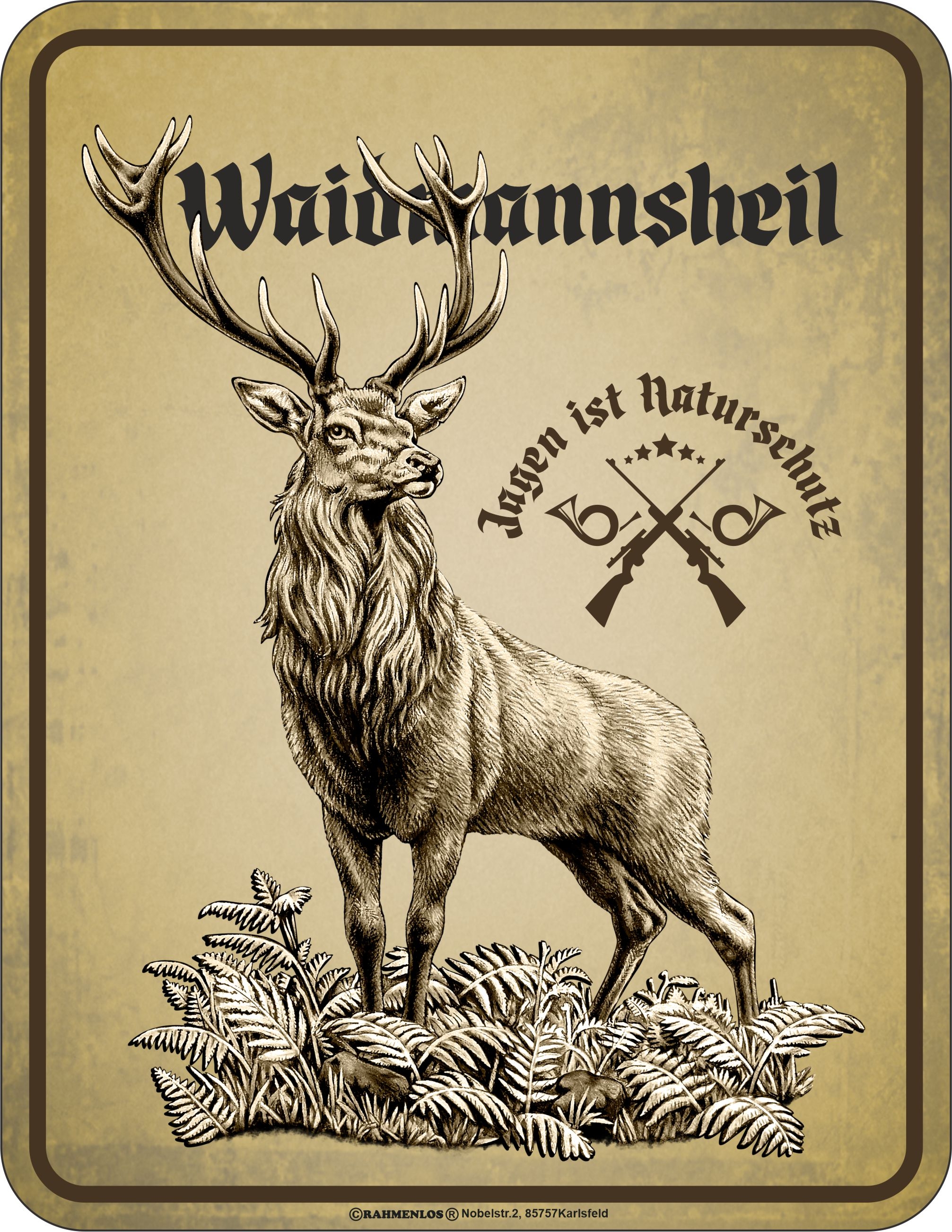 Blechschild - Jagen - Waidmannsheil