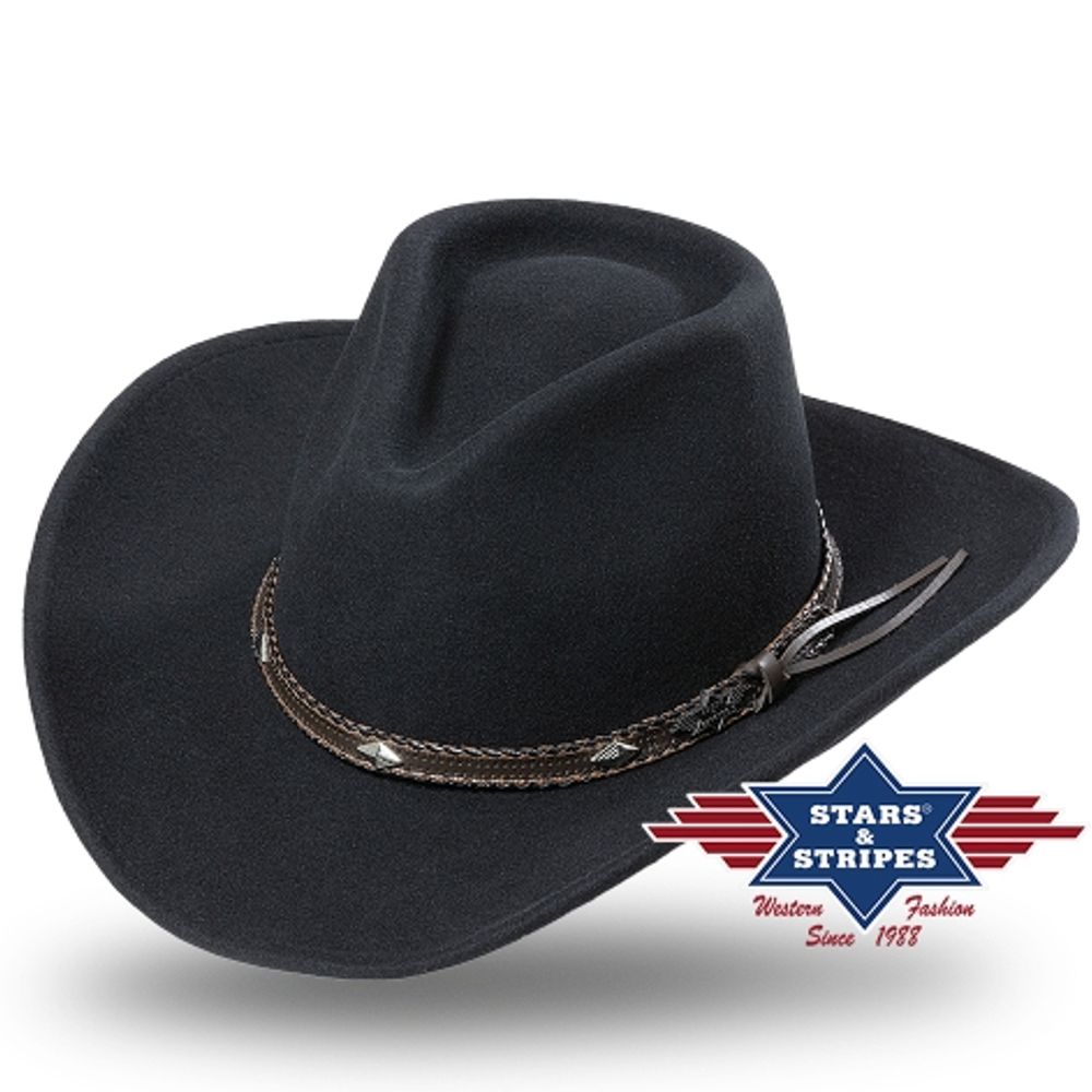 Wollfilz Cowboyhut - Dallas, schwarz