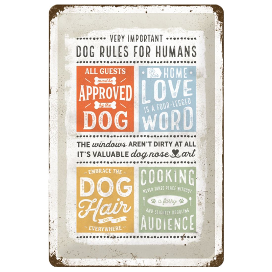Blechschild - Hot Fifties - Pfotenschild - Dog Rules