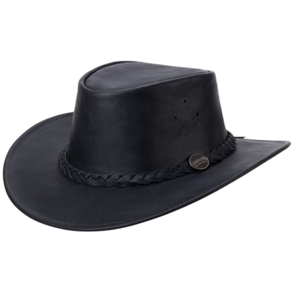 Knautschbarer Barmah Westernhut - Bushie Fullgrain Dri-Hide, Schwarz 