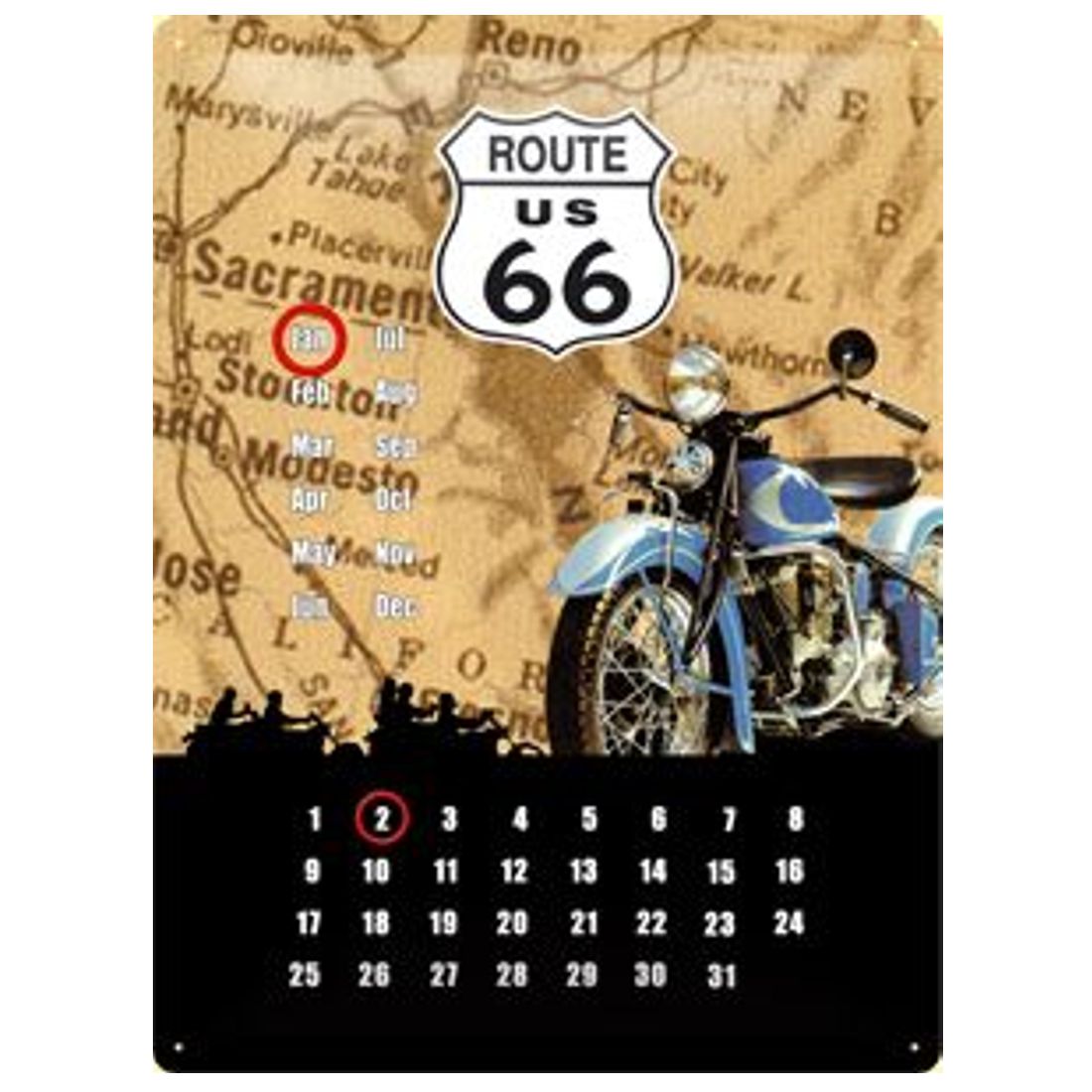 Wandkalender - Route 66 Map, GIANT SIZE