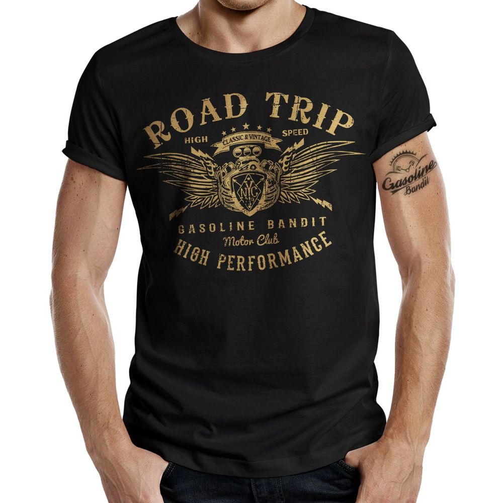 GASOLINE BANDIT® T-Shirt für Biker, Racer in Washed Sand Optik: Road Rash - Born to Ride GASOLINE BANDIT® T-Shirt für Biker, Racer in Washed Sand Optik: Road Rash - Born to Ride