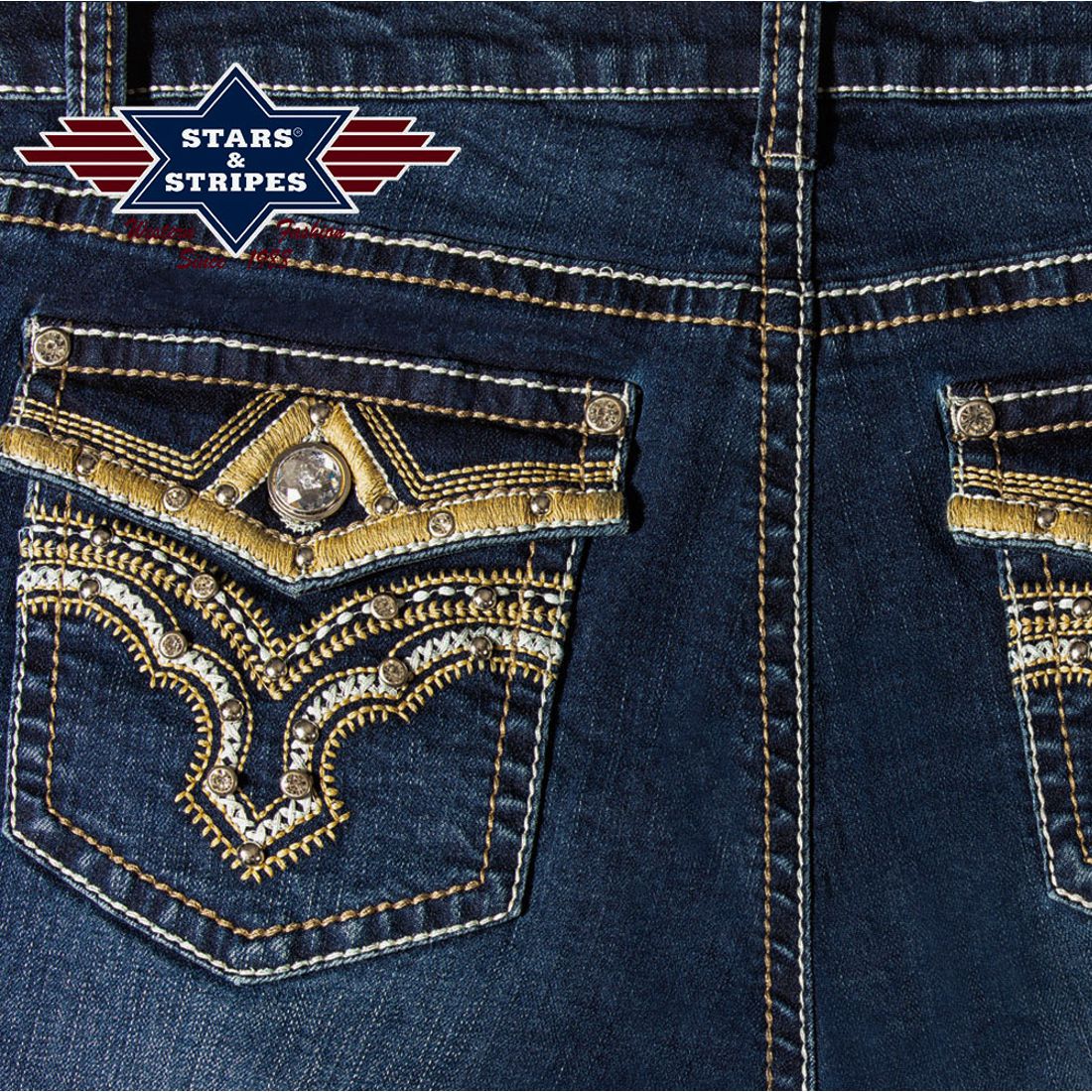 Reduziert - Western Damen-Jeans von Stars & Stripes - Diamond, Bundweite 31 inch - Beinlänge 33 inch