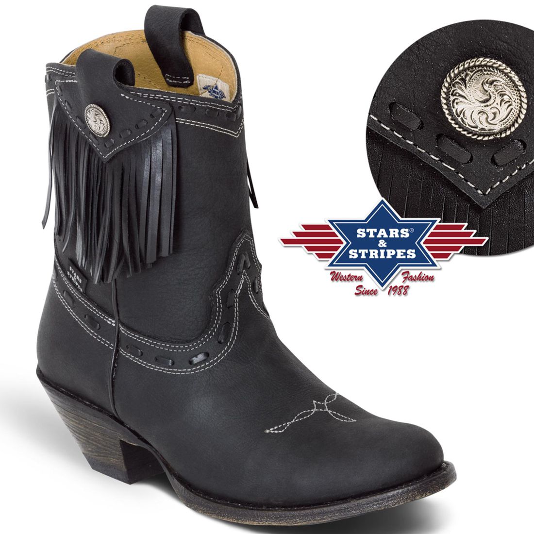Reduziert - Stars & Stripes Damen Westernstiefeletten - Calamity Jane, Größe 38
