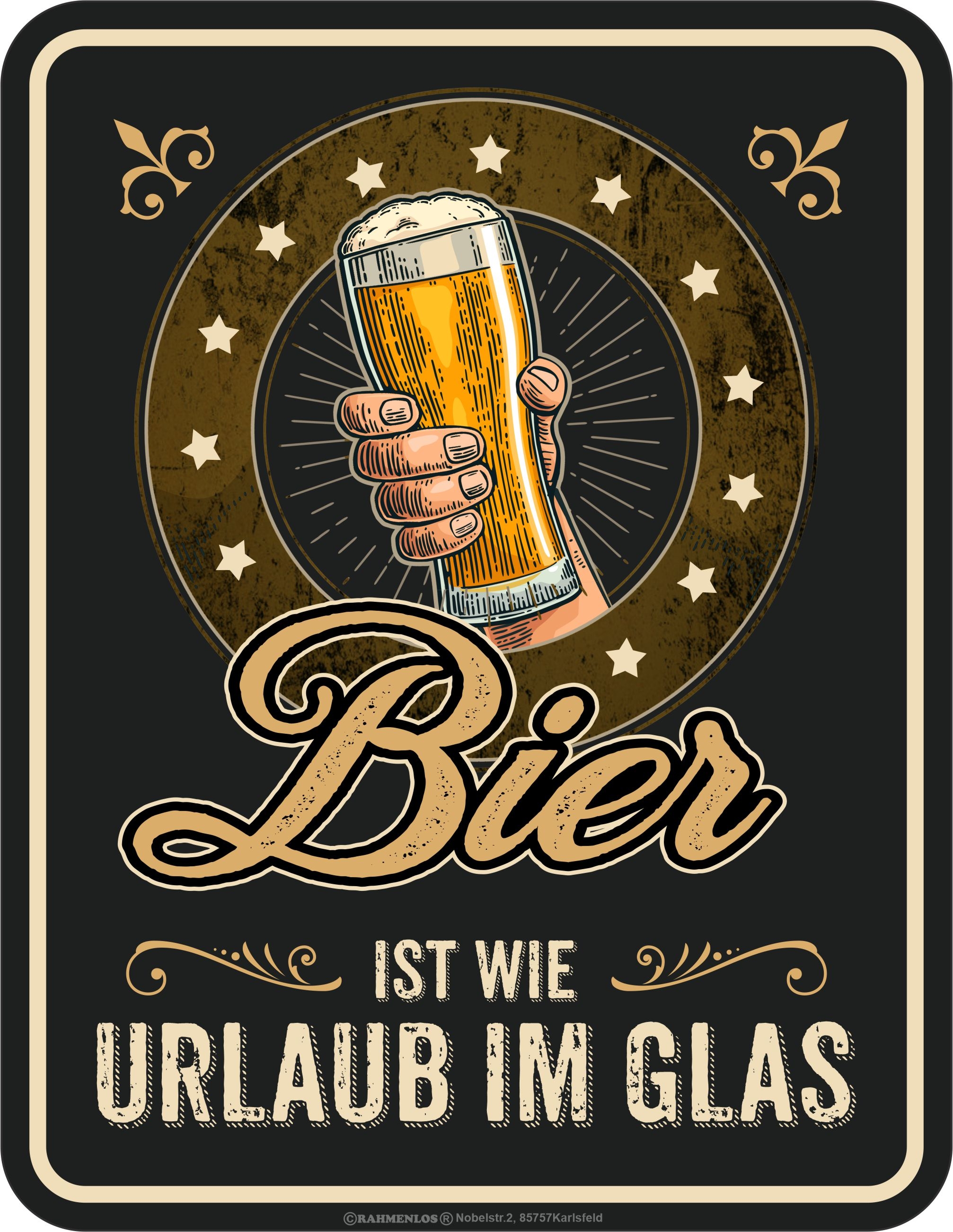 Blechschild - Bier - Bier ist wie Urlaub im Glas!