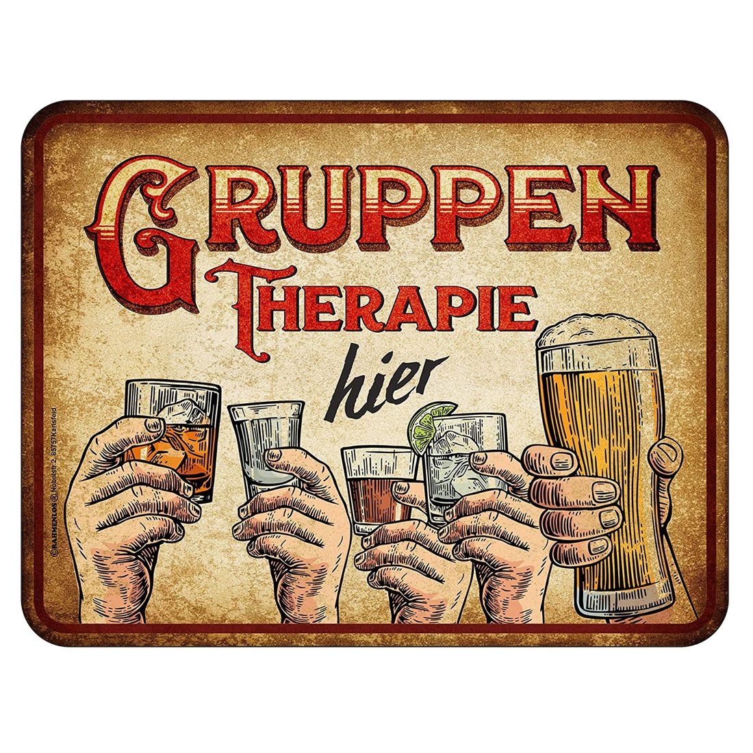 Blechschild - Hier Gruppentherapie