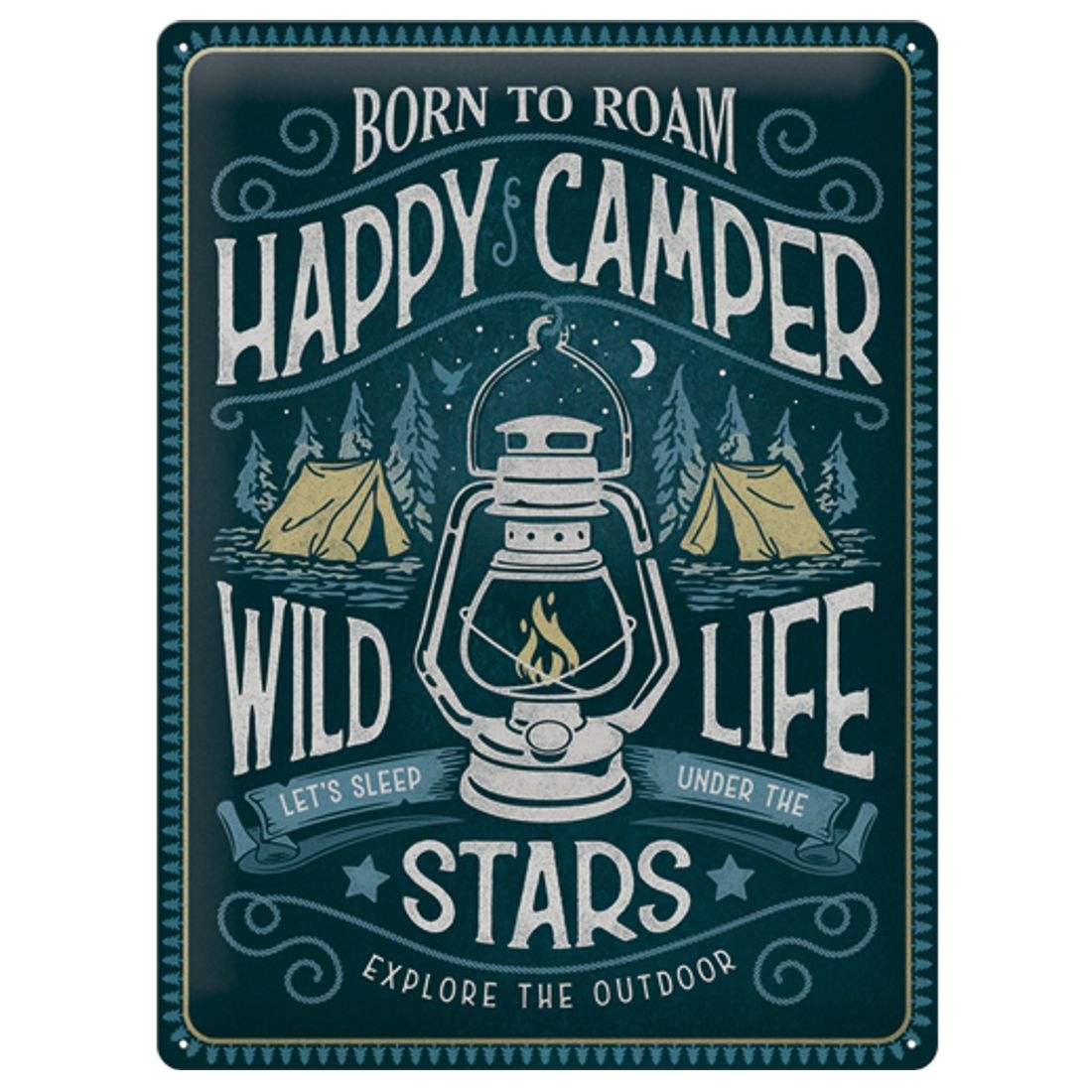 Blechschild - Retro Outdoor - Happy Camper