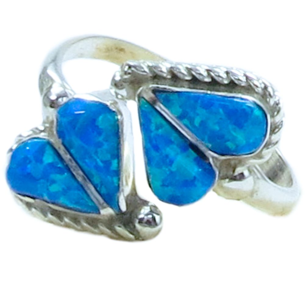 Damenring Sterling Silber - Opal Heart, Blau