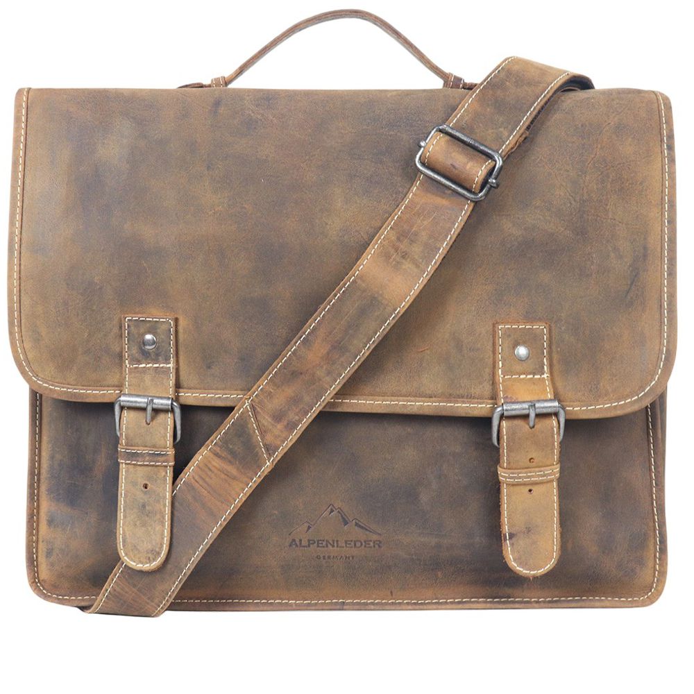 Alpenleder Tasche - Adventure Messenger Bag, Old Havanna