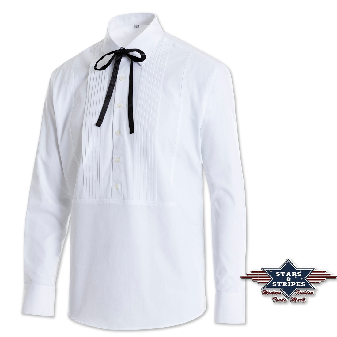 Set: Westernhemd und zwei Westernschleifen von Stars & Stripes - Old Style - Joseph, Weiß