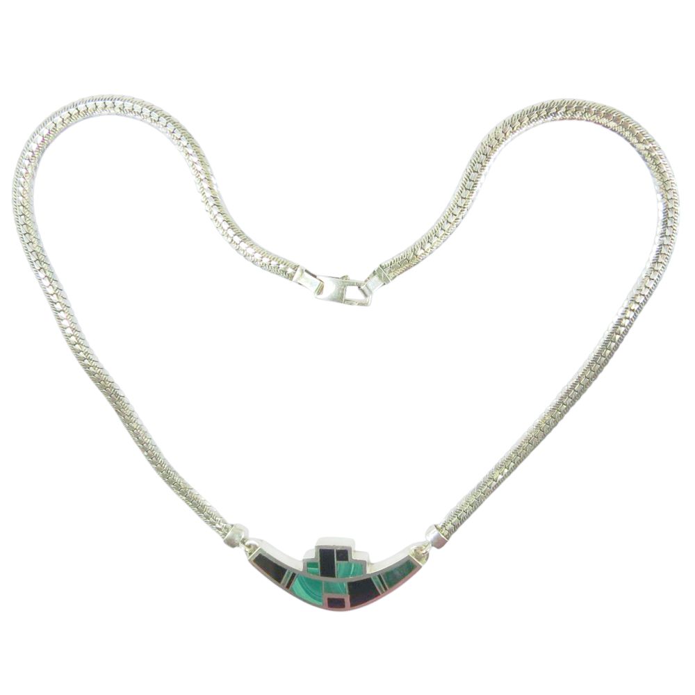 Indianerschmuck Kette - Maya- & Aztekenschmuck aus Sterling Silber - Tasco Esmeralda Nocturna