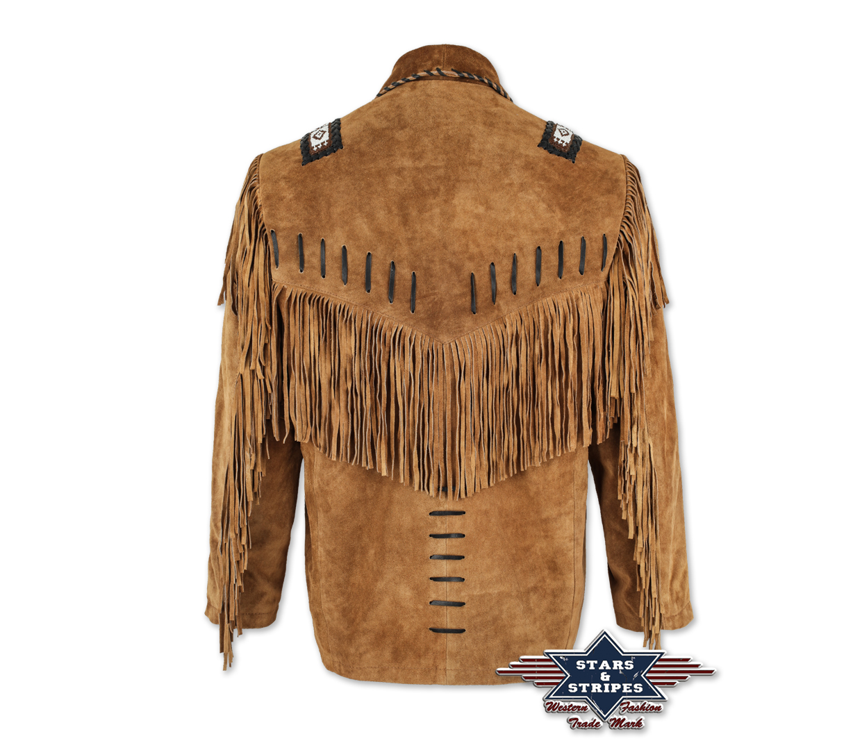 Reduziert - Herren Fransen-Lederjacke von Stars & Stripes - Buffalo, Größe 2XL