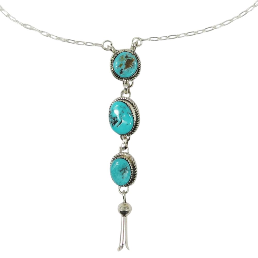 Indianerschmuck Kette aus Sterling Silber - Premium Turquoise Blossom  Necklace
