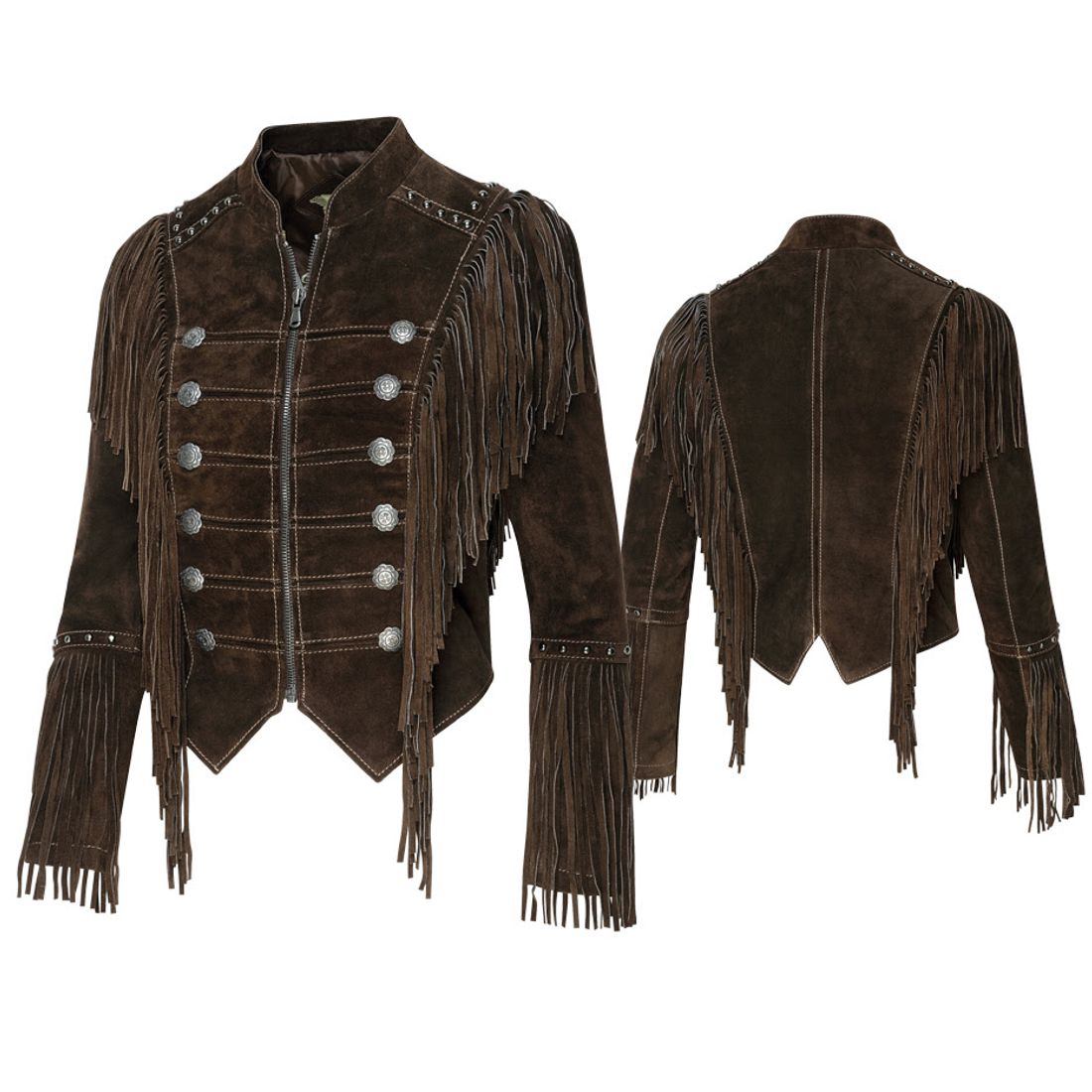 Reduziert - Damen-Lederjacke von Stars & Stripes - Brianna, Braun, Größe 2XL