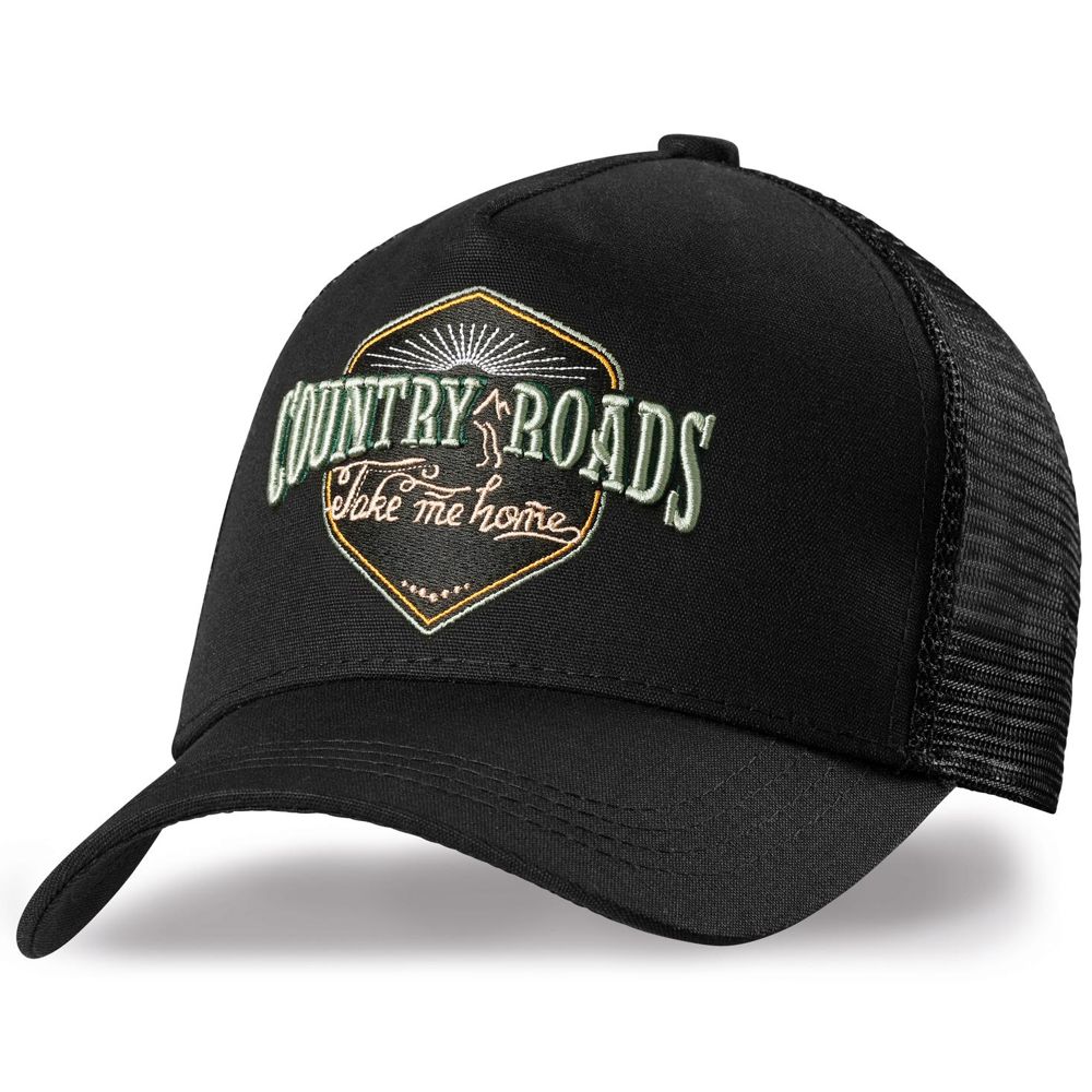 Western Mesh Basecap - Country Roads, Schwarz