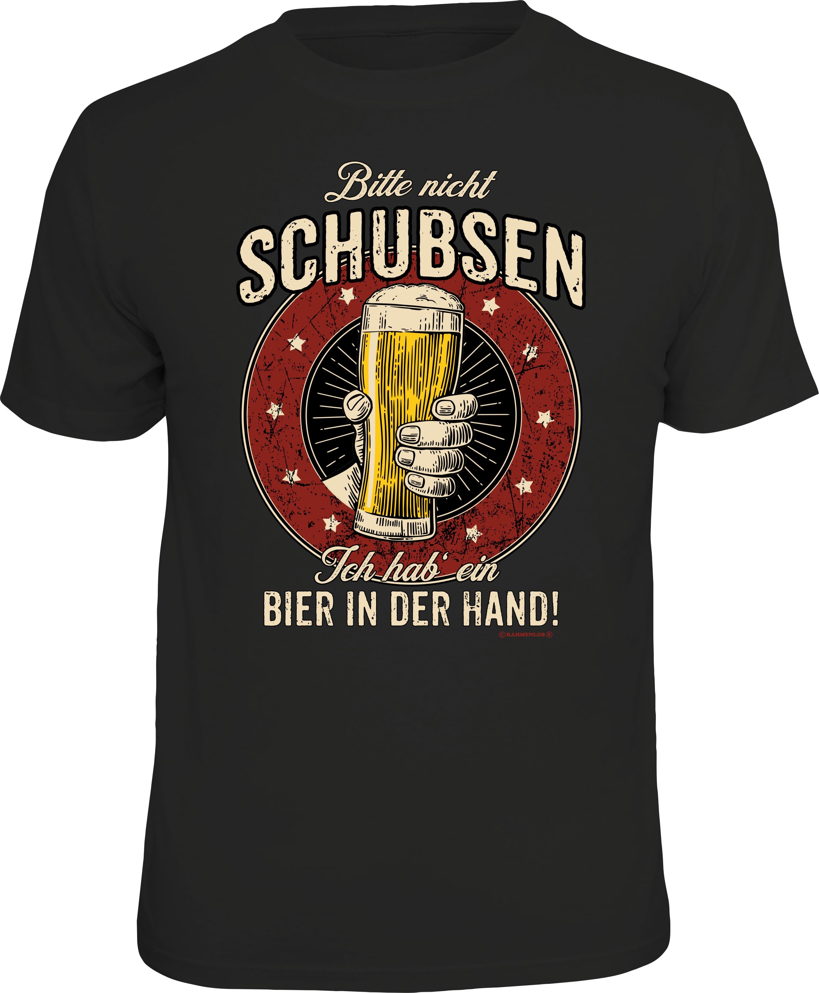 Fun T-Shirt - Bier - Bitte nicht schubsen. Ich hab ein Bier in der Hand!