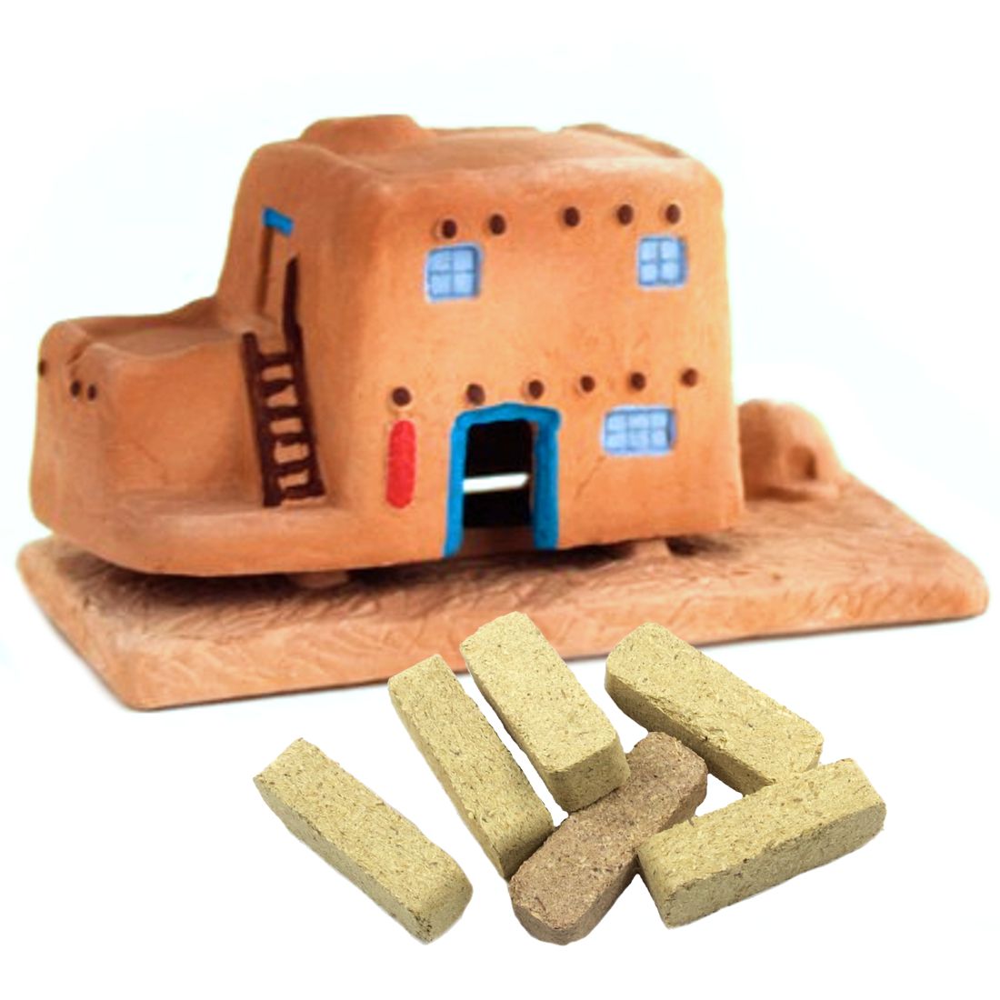 Set: Indianisches Räucherhäuschen - Southwest Casa De Adobe inkl. 20 Räucherkegel