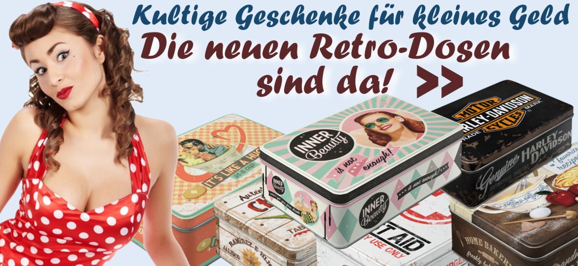 Blechdosen im Nostalgie-Look für Retro-Fans, Harley Davidson Fahrer, Biker, Route66 Anhänger, John Deere-Fans! Blechdosen im Nostalgie-Look für Retro-Fans, Harley Davidson Fahrer, Biker, Route66 Anhänger, John Deere-Fans!