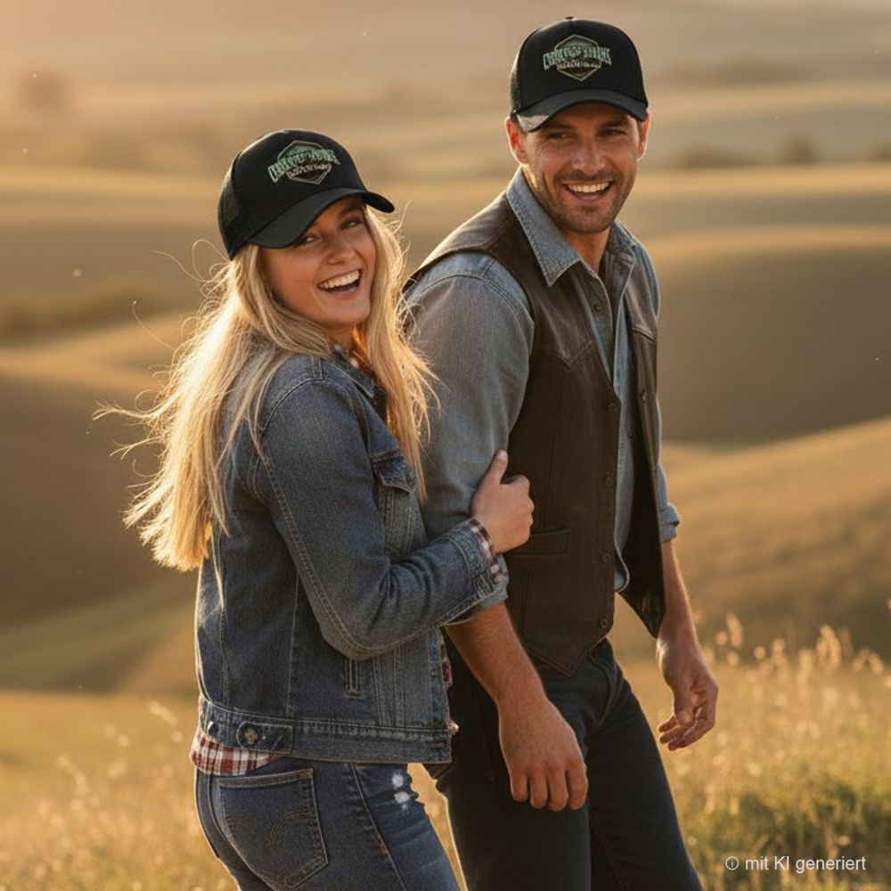 Western Mesh Basecap - Country Roads, Schwarz