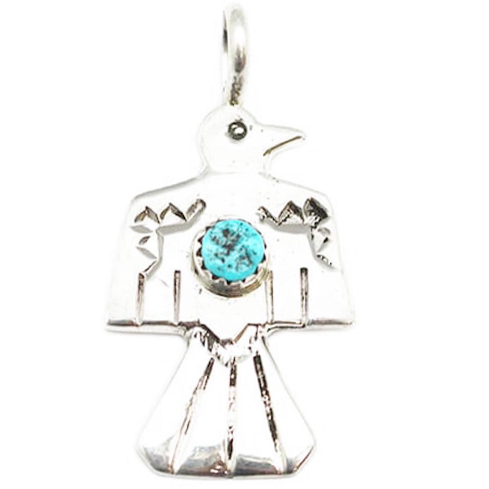 Indianerschmuck Kettenanhänger - Stamped Turquoise Thunderbird