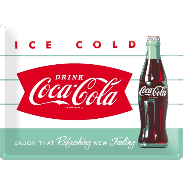 Blechschild - Hot Fifties - Coca Cola - Diner Bottle