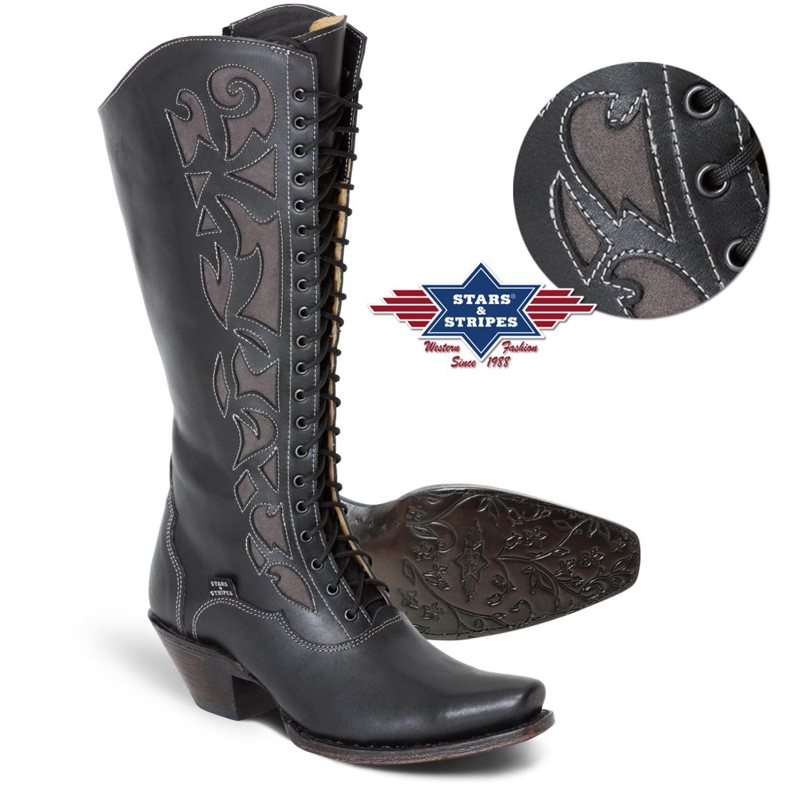 Reduziert - Stars & Stripes Damen Westernstiefel - Annie Oakle, Größe 38