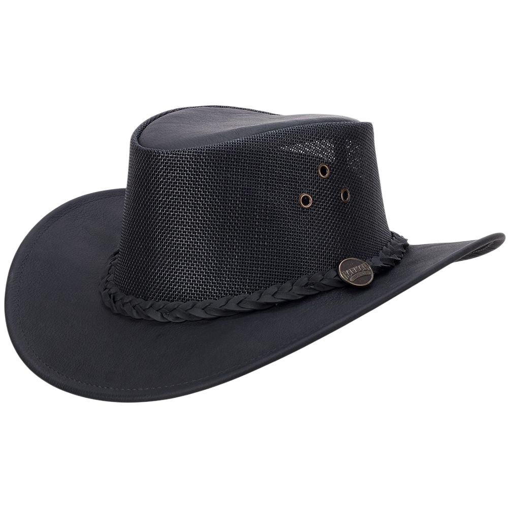 Knautschbarer Barmah Westernhut aus Känguruleder - Bushie Kangaroo Dri-Hide Cooler, Schwarz