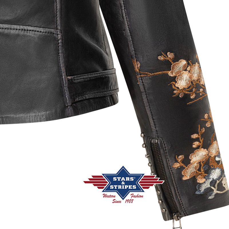 Damen Lederjacke im Biker-Stil, mit Westerndetails