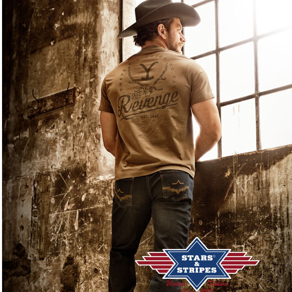 Western Unisex T-Shirt - Yellowstone Collection - For Revenge, Braun
