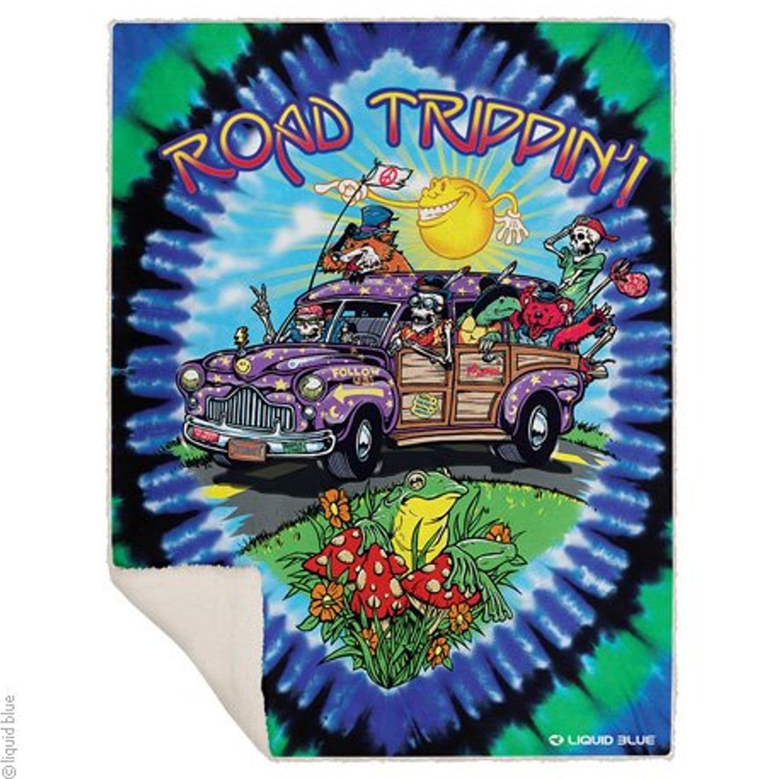 Super flauschige Fleece-Decke von Liquid Blue - Road Trippin, 160 x 130 cm