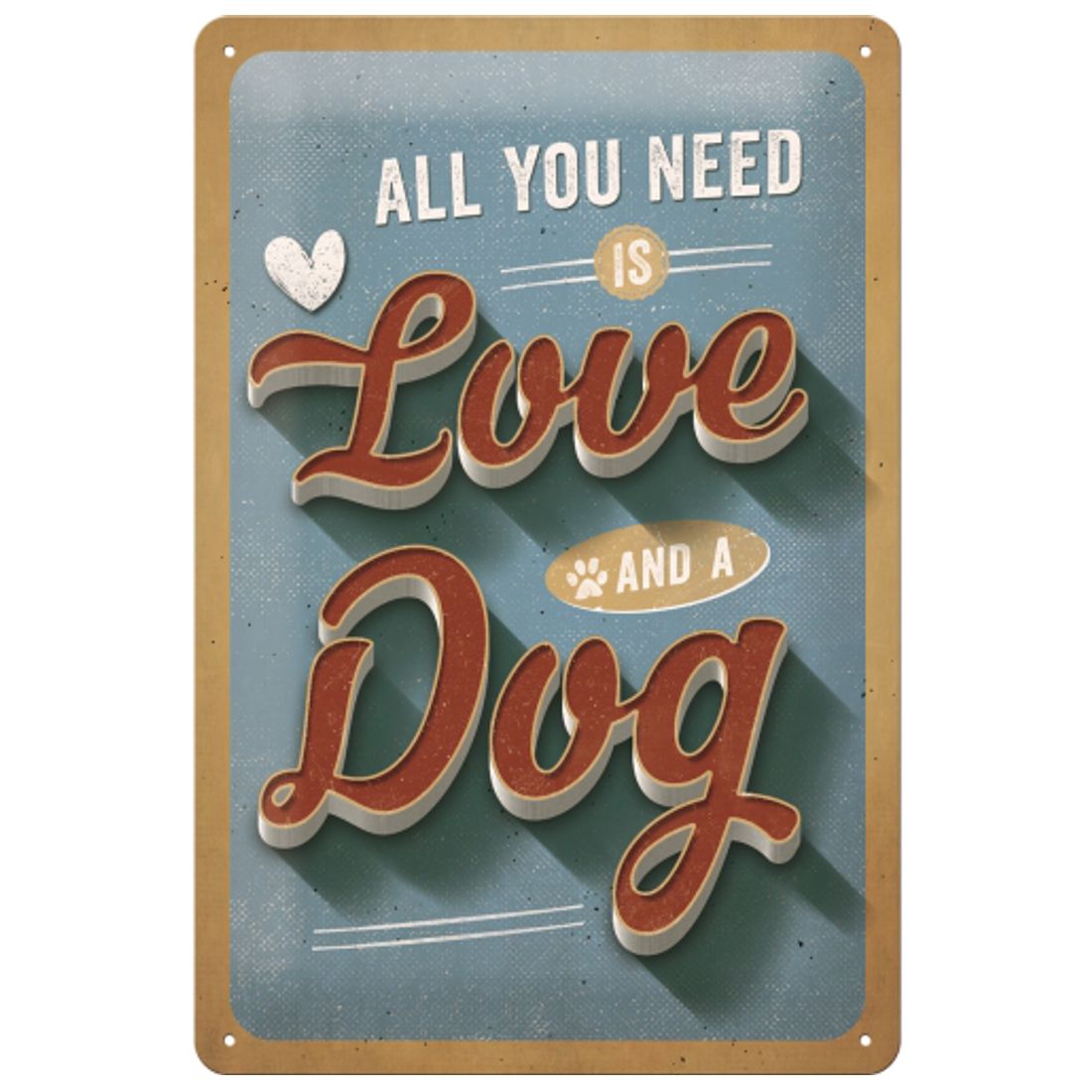 Blechschild - Hot Fifties - Pfotenschild - Love Dog