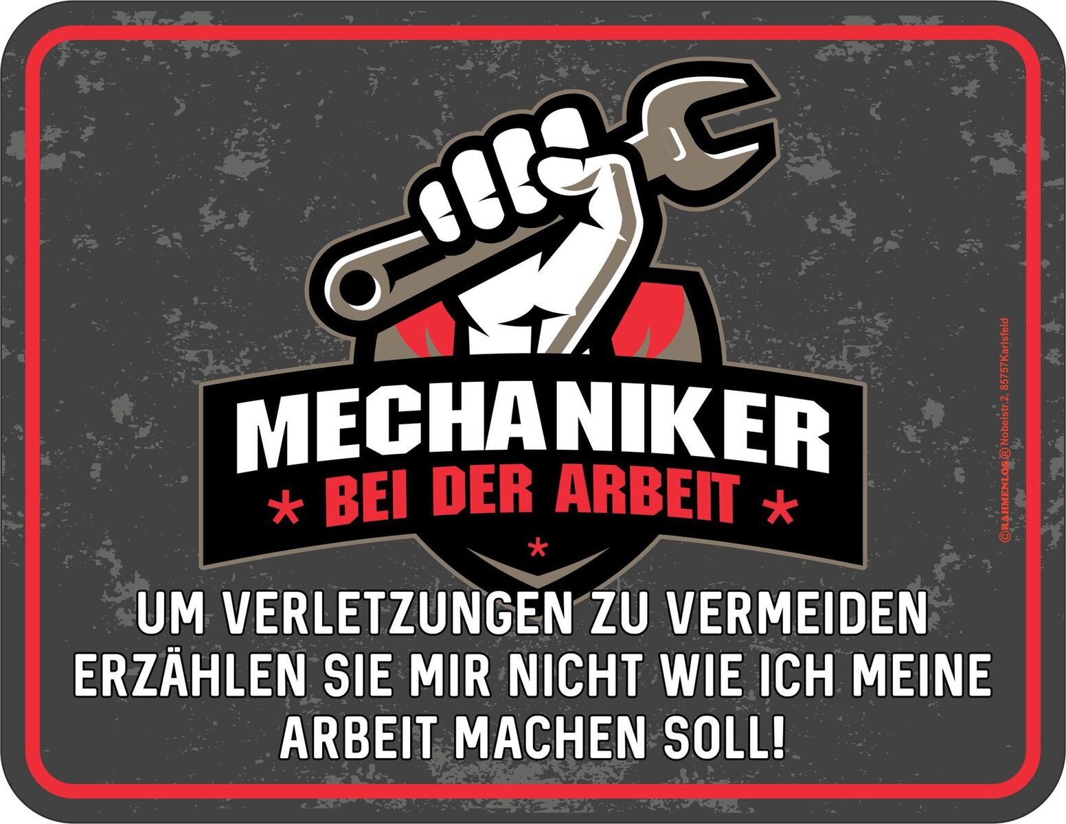 Blechschild - Mechaniker bei der Arbeit