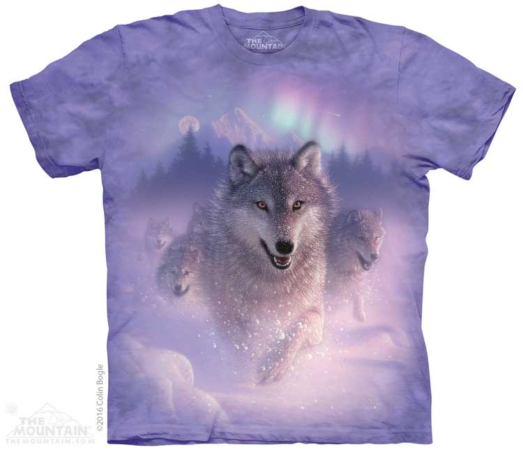 The Mountain T-Shirt - Northern Lights Wolves
