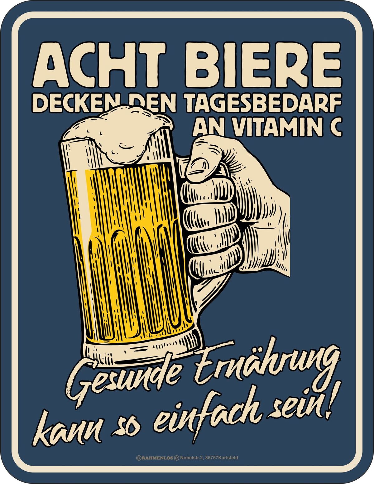 Blechschild - Bier - Gesunde Ernährung kann so einfach sein!