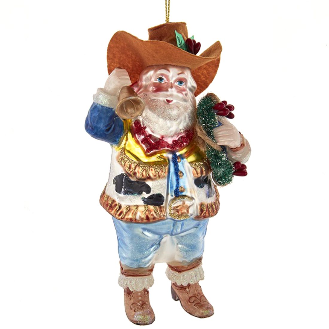 Weihnachtsschmuck aus Glas - Santa Cowboy