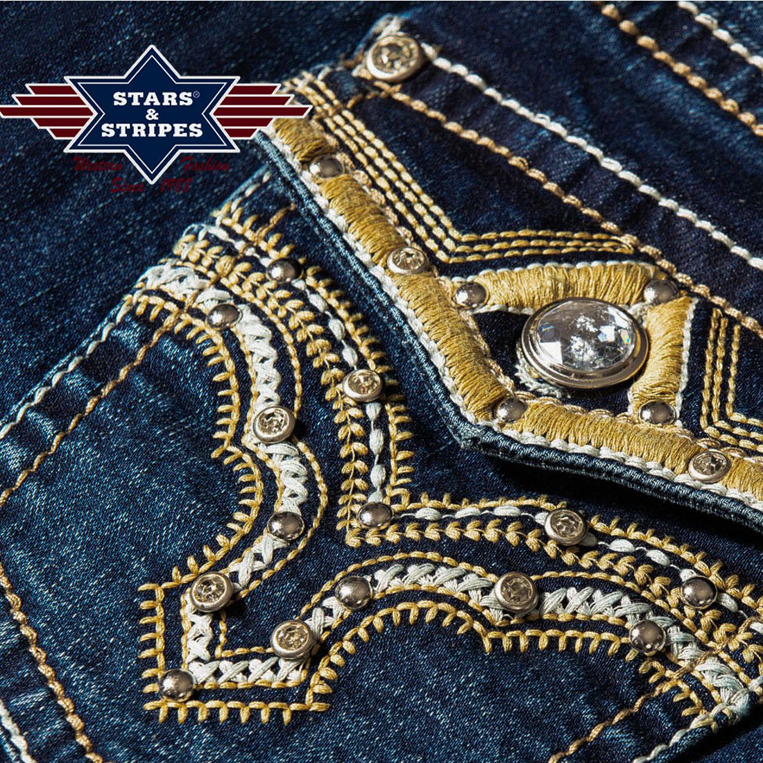 Reduziert - Western Damen-Jeans von Stars & Stripes - Diamond, Bundweite 31 inch - Beinlänge 33 inch
