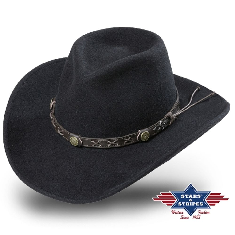 Knautschbarer Westernhut von Stars & Stripes - Walker, Schwarz