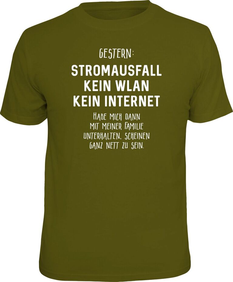 Reduziert - Fun T-Shirt - Stromausfall. Kein WLAN. Kein Internet, Größe XL